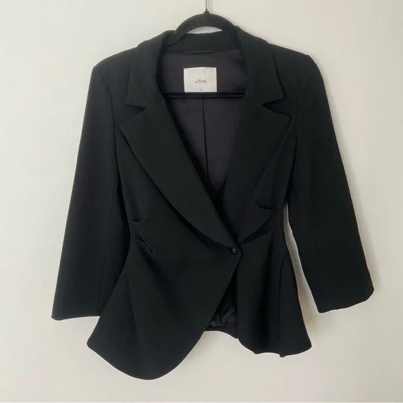 Aritzia Wilfred Selina Blazer Black Peplum Jacket in Stretch Crepe size 0 - Picture 11 of 12